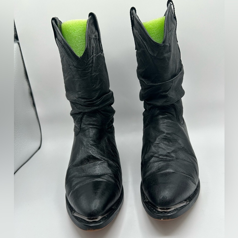 Dingo Slouch Cowboy Boots Black Leather Western boot Biker women’s size 6 - Picture 8 of 10